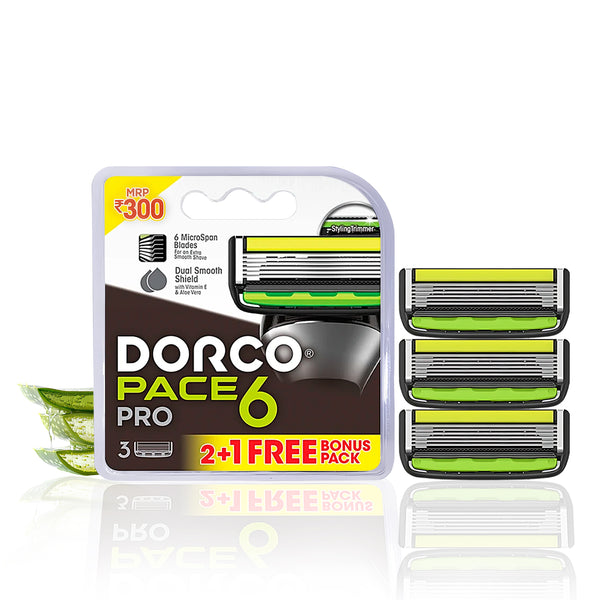 Dorco PACE 6 PRO Cartridge(2 + 1 FREE) In Blister Pack
