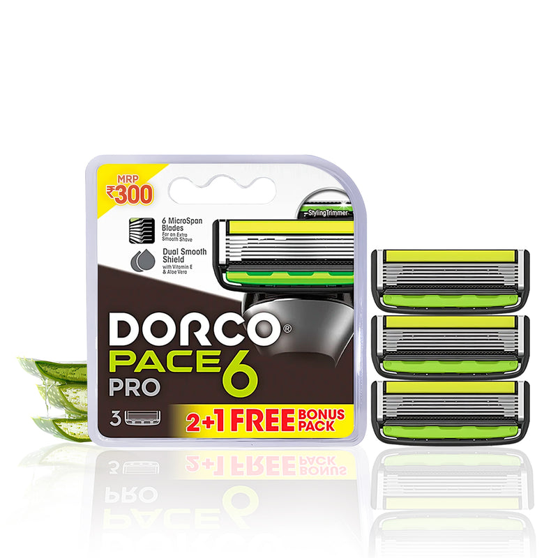 Dorco PACE 6 PRO Cartridge(2 + 1 FREE) In Blister Pack